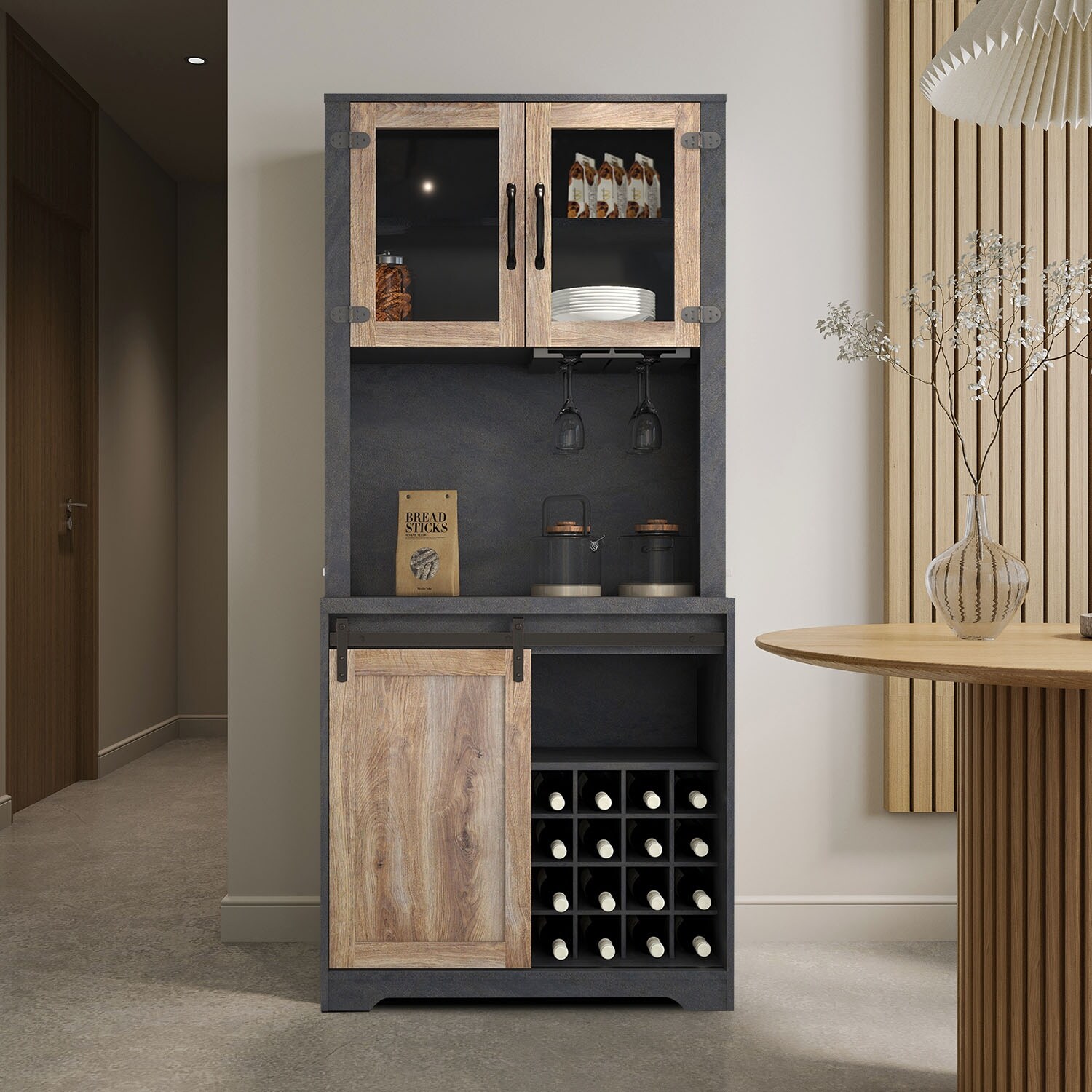 Dark grey bar cabinet cheap